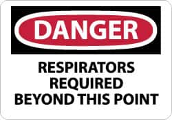 NMC - "Danger - Respirators Required Beyond This Point", 10" Long x 14" Wide, Rigid Plastic Safety Sign - Rectangle, 0.05" Thick, Use for Accident Prevention - A1 Tooling