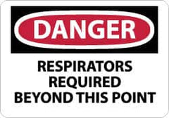 NMC - "Danger - Respirators Required Beyond This Point", 10" Long x 14" Wide, Rigid Plastic Safety Sign - Rectangle, 0.05" Thick, Use for Accident Prevention - A1 Tooling