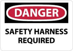 NMC - "Danger - Safety Harness Required", 10" Long x 14" Wide, Rigid Plastic Safety Sign - Rectangle, 0.05" Thick, Use for Accident Prevention - A1 Tooling