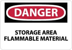 NMC - "Danger - Storage Area - Flammable Material", 10" Long x 14" Wide, Rigid Plastic Safety Sign - Rectangle, 0.05" Thick, Use for Hazardous Materials - A1 Tooling