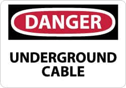 NMC - "Danger - Underground Cable", 10" Long x 14" Wide, Rigid Plastic Safety Sign - Rectangle, 0.05" Thick, Use for Accident Prevention - A1 Tooling