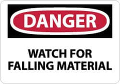 NMC - "Danger - Watch for Falling Material", 10" Long x 14" Wide, Rigid Plastic Safety Sign - Rectangle, 0.05" Thick, Use for Accident Prevention - A1 Tooling