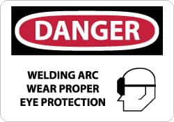 NMC - "Danger - Welding Arc Wear Proper Eye Protection", 10" Long x 14" Wide, Rigid Plastic Safety Sign - Rectangle, 0.05" Thick, Use for Accident Prevention - A1 Tooling