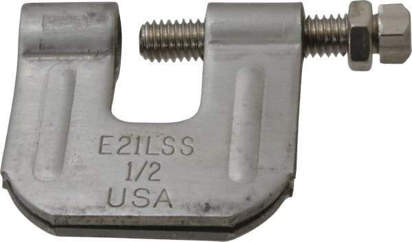 Empire - 3/4" Max Flange Thickness, 1/2" Rod C-Clamp with Locknut - 500 Lb Capacity, 304 Stainless Steel - A1 Tooling