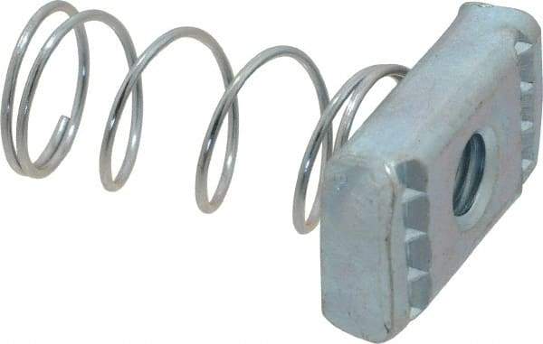 Empire - 3/8" Rod, Electro Galvanized Carbon Steel Spring Strut Nut - Used for Attaching Hanger Rod or Other Accessories to Strut - A1 Tooling