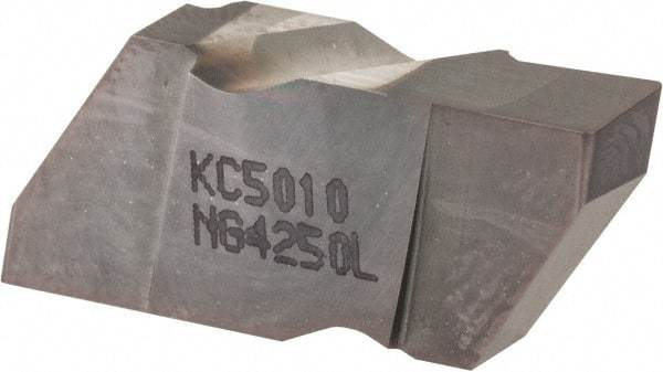 Kennametal - 4250NG Grade KC5010, 6.35mm Cutting Width Carbide Grooving Insert - 6.35mm Max Depth of Cut, Left Hand, 0.57mm Corner Radius, TiAlN Finish - A1 Tooling