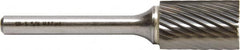 M.A. Ford - 2.4mm Cut Diam, 3mm Shank Diam, Cylinder with End Cut Head Double Cut Burr - Carbide, End Cut End, 11.1mm LOC, 38mm OAL - A1 Tooling