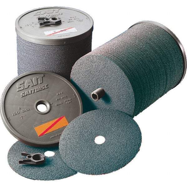 Sait - 4-1/2" Diam 7/8" Hole 60 Grit Fiber Disc - Medium Grade, Zirconia Alumina, 11,000 Max RPM, Series Z - A1 Tooling