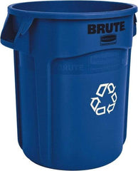 Rubbermaid - 32 Gal Blue Round Recycling Container - Polyethylene, 27-1/4" High - A1 Tooling