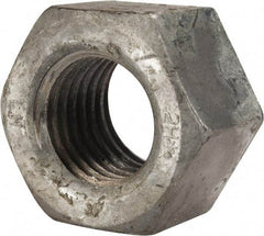 Value Collection - 1-3/8 - 6 UNC Steel Right Hand Heavy Hex Nut - 2-3/16" Across Flats, 1-11/32" High, Hot Dipped Galvanized Finish - A1 Tooling