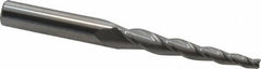 Accupro - 3° Taper Angle per Side, 1/8" Small End Diam, 1-1/2" LOC, Solid Carbide 3 Flute Tapered Square End Mill - 3-1/2" OAL, 3/8" Shank Diam, Spiral Flute - A1 Tooling