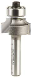 Amana Tool - 3/4" Cut Diam, 3/8" Length of Cut, 2 Flute Round-Over Edge Profile Router Bit - Carbide-Tipped, 1/4" Shank Diam, 2" OAL, Uncoated - A1 Tooling