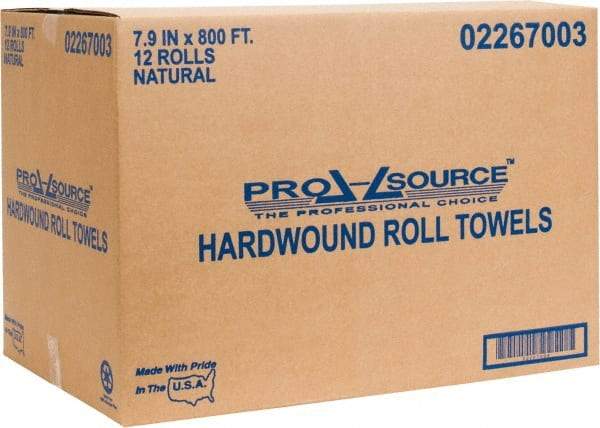 PRO-SOURCE - Hard Roll of 1 Ply Natural Paper Towels - 8" Wide, 800' Roll Length - A1 Tooling