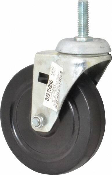 Value Collection - 5" Diam x 1-1/4" Wide x 6-1/8" OAH Stem Mount Swivel Caster - Soft Rubber, 200 Lb Capacity, Plain Bearing, 1/2-13 x 1-1/2" Threaded Stem - A1 Tooling