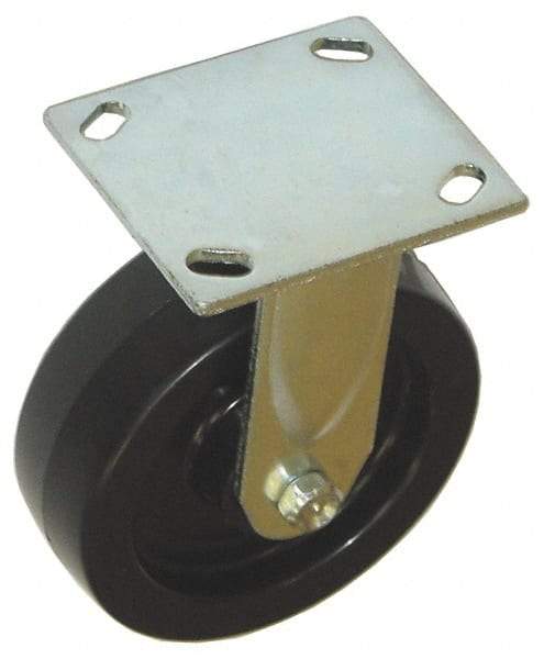 Value Collection - 4" Diam x 2" Wide x 5-5/8" OAH Top Plate Mount Rigid Caster - Phenolic, 800 Lb Capacity, Roller Bearing, 4 x 4-1/2" Plate - A1 Tooling