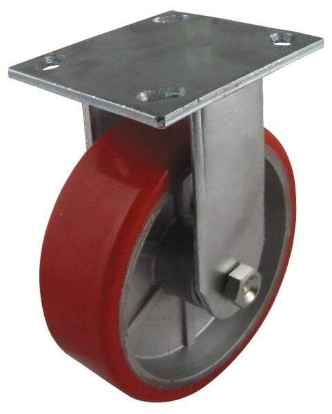 Value Collection - 3" Diam x 2" Wide x 4-1/2" OAH Top Plate Mount Rigid Caster - Polyurethane, 540 Lb Capacity, Roller Bearing, 4 x 4-1/2" Plate - A1 Tooling