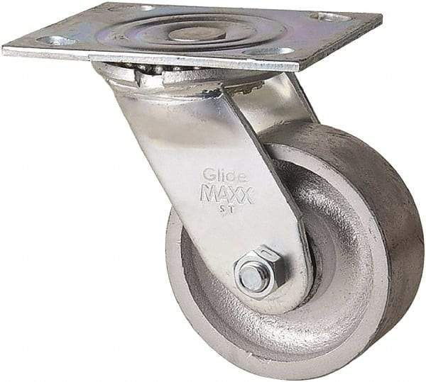 Value Collection - 4" Diam x 1-1/2" Wide x 5" OAH Top Plate Mount Swivel Caster - Semi-Steel, 400 Lb Capacity, Plain Bearing, 4 x 5" Plate - A1 Tooling