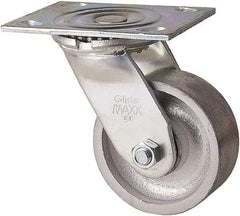 Value Collection - 4" Diam x 1-1/2" Wide x 5" OAH Top Plate Mount Swivel Caster - Semi-Steel, 400 Lb Capacity, Plain Bearing, 4 x 5" Plate - A1 Tooling