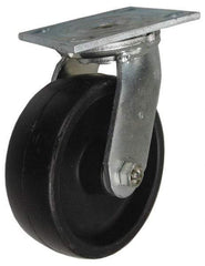 Value Collection - 5" Diam x 2" Wide x 6-1/2" OAH Top Plate Mount Swivel Caster - Polypropylene, 580 Lb Capacity, Roller Bearing, 4 x 4-1/2" Plate - A1 Tooling