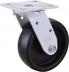 Value Collection - 6" Diam x 2" Wide, Polyolefin Swivel Caster - 650 Lb Capacity, Top Plate Mount, 4" x 4-1/2" Plate, Plain Bearing - A1 Tooling