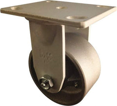 Value Collection - 4" Diam x 2" Wide x 5-5/8" OAH Top Plate Mount Rigid Caster - Semi-Steel, 1,000 Lb Capacity, Roller Bearing, 4 x 4-1/2" Plate - A1 Tooling