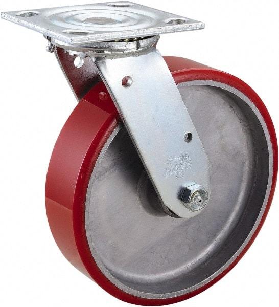 Value Collection - 8" Diam x 2" Wide x 9-1/2" OAH Top Plate Mount Swivel Caster - Polyurethane, 990 Lb Capacity, Roller Bearing, 4 x 4-1/2" Plate - A1 Tooling