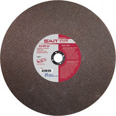 Sait - 14" 24 Grit Aluminum Oxide Cutoff Wheel - 1/8" Thick, 1" Arbor, 5,400 Max RPM, Use with Portable Tools - A1 Tooling