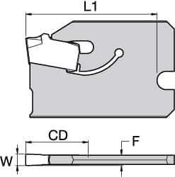 Kennametal - 3/4" Blade Height, 0.0669" Blade Width, 1" OAL, Neutral Cut, Single End Indexable Cut-Off Blade - 16mm Max Depth of Cut, A2BHSN Blade - A1 Tooling