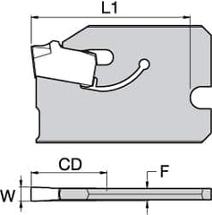 Kennametal - 3/4" Blade Height, 0.0669" Blade Width, 1" OAL, Neutral Cut, Single End Indexable Cut-Off Blade - 16mm Max Depth of Cut, A2BHSN Blade - A1 Tooling