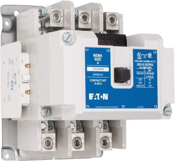 Eaton Cutler-Hammer - 3 Pole, 110 VAC at 50 Hz, 120 VAC at 60 Hz and 600 Volt, 135 Continuous Amp, 1 hp, Open NEMA Combination Starter - ABS Type Approved, cUL Listed, NEMA ICS 2-1993, UL Listed - A1 Tooling