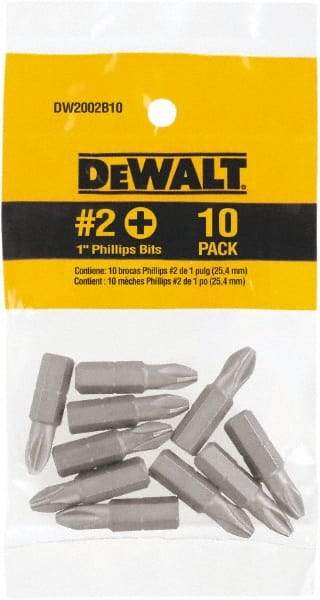 DeWALT - #2, Tip Phillips Screwdriver Bit - 1/4" Drive, 1" OAL - A1 Tooling