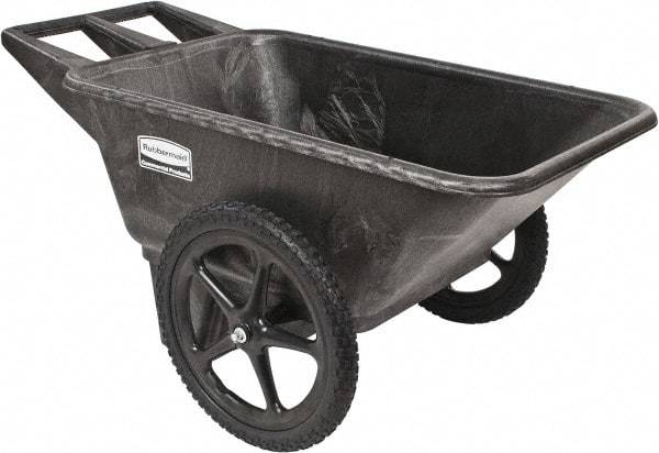 Rubbermaid - 7.5 Cu Ft, 300 Lb Capacity Wheelbarrow with 20" Radial Wheel - Plastic Handle, 58" Long x 32-3/4" Wide x 28-1/4" High, Black - A1 Tooling