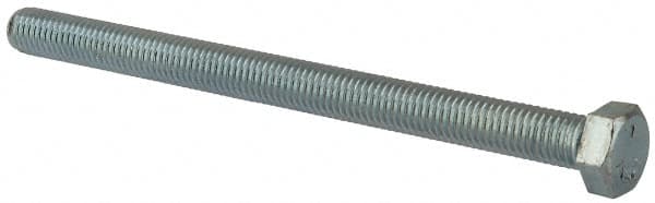 Made in North America - 1/2-13 UNC, 7" Length Under Head Hex Head Cap Screw - Fully Threaded, Grade 5 Steel, Zinc-Plated Finish, 3/4" Hex - A1 Tooling