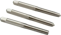 Hertel - M6x1.00 Metric Coarse, 4 Flute, Bottoming, Plug & Taper, Bright Finish, High Speed Steel Tap Set - 2-1/2" OAL, 6H Class of Fit - Exact Industrial Supply