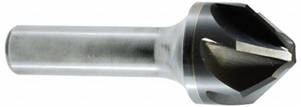 Hertel - 1/4" Head Diam, 1/4" Shank Diam, 6 Flute 60° Solid Carbide Countersink - Bright Finish, 2" OAL, Single End, Straight Shank, Right Hand Cut - A1 Tooling