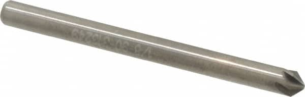 Hertel - 1/8" Head Diam, 1/8" Shank Diam, 6 Flute 90° Solid Carbide Countersink - A1 Tooling