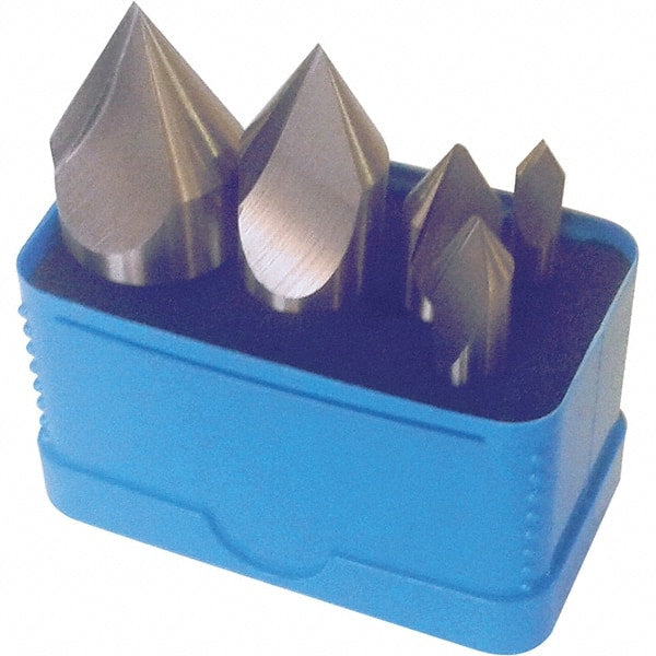 Interstate - 5 Piece, 1/4 to 1" Head Diam, 82° Included Angle, Single End Countersink Set - A1 Tooling