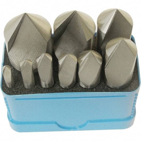 Interstate - 9 Piece, 3/16 to 1" Head Diam, 82° Included Angle, Single End Countersink Set - A1 Tooling