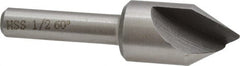 Interstate - 1/2" Head Diam, 1/4" Shank Diam, 1 Flute 60° High Speed Steel Countersink - A1 Tooling