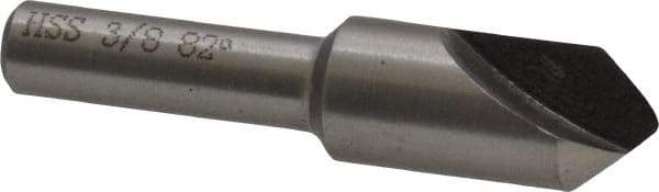 Interstate - 3/8" Head Diam, 1/4" Shank Diam, 1 Flute 82° High Speed Steel Countersink - Bright Finish, 1-3/4" OAL, Single End, Straight Shank, Right Hand Cut - A1 Tooling