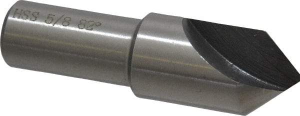 Interstate - 5/8" Head Diam, 1/2" Shank Diam, 1 Flute 82° High Speed Steel Countersink - Bright Finish, 2-1/4" OAL, Single End, Straight Shank, Right Hand Cut - A1 Tooling