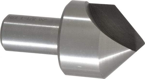 Interstate - 1-1/2" Head Diam, 3/4" Shank Diam, 1 Flute 90° High Speed Steel Countersink - Bright Finish, 2-7/8" OAL, Single End, Straight Shank, Right Hand Cut - A1 Tooling