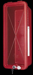 Made in USA - 5 Lb. Capacity, Surface Mount, Crystal Polystyrene Fire Extinguisher Cabinet - 8-1/4 Inch Wide x 19-1/4 Inch High x 6-3/4 Inch Deep, Red - A1 Tooling