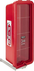 Made in USA - 10 Lb. Capacity, Surface Mount, Crystal Polystyrene Fire Extinguisher Cabinet - 9-1/4 Inch Wide x 23-1/4 Inch High x 7-1/4 Inch Deep, Red - A1 Tooling