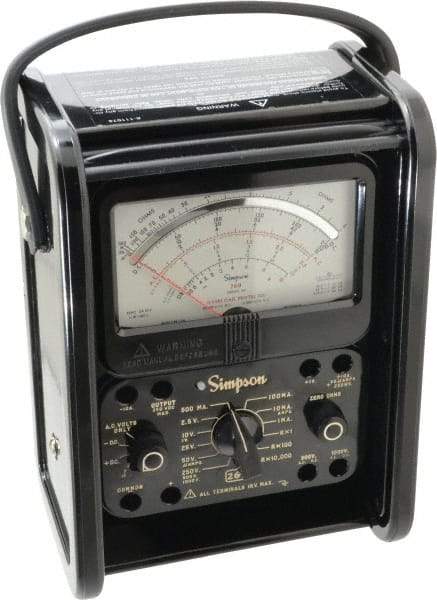 Simpson Electric - 12392, 1,000 VAC/VDC, Analog Manual Ranging Multimeter - 20 mOhm, Measures Voltage, Current, Resistance - A1 Tooling