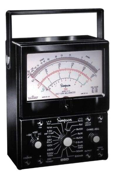 Simpson Electric - 12206, 1,000 VAC/VDC, Analog Manual Ranging Multimeter - 200 Ohm, Measures Voltage, Current, Resistance - A1 Tooling