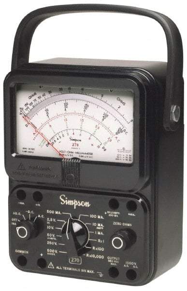 Simpson Electric - 12226, 1,000 VAC/VDC, Analog Manual Ranging Multimeter - 20 mOhm, Measures Voltage, Current, Resistance - A1 Tooling