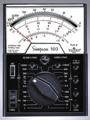 Simpson Electric - 12271, 1,000 VAC/VDC, Analog Manual Ranging Multimeter - 30 mOhm, Measures Voltage, Current, Resistance - A1 Tooling