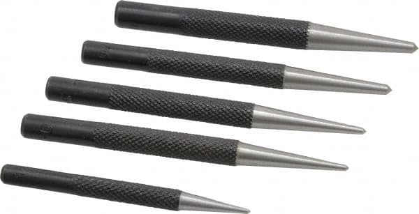 General - 5 Piece, 1/16 to 5/32", Center Punch Set - Round Shank, Comes in Vinyl Case - A1 Tooling