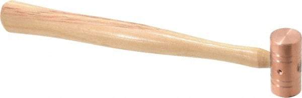 Made in USA - 1/2 Lb Head 3/4" Face Copper Nonmarring Hammer - 10-1/2" OAL, Wood Handle - A1 Tooling